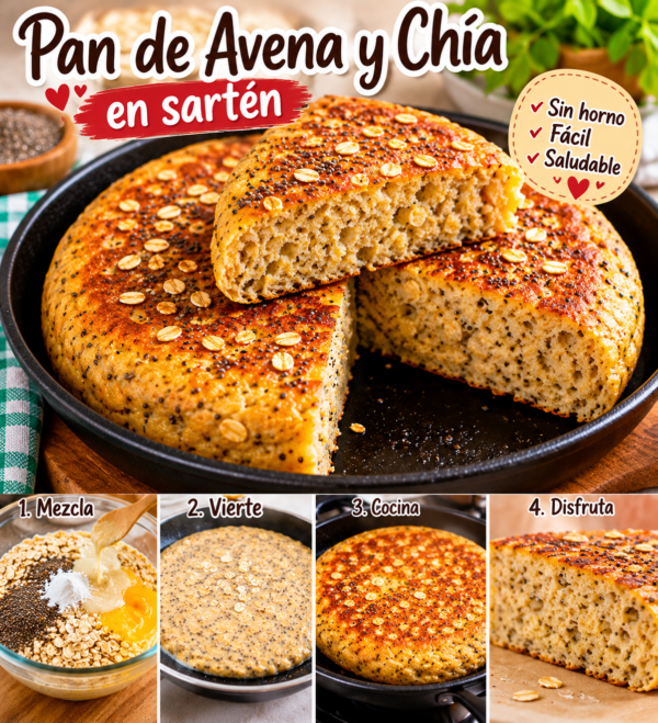 PAN DE AVENA Y CHÍA EN SARTÉN